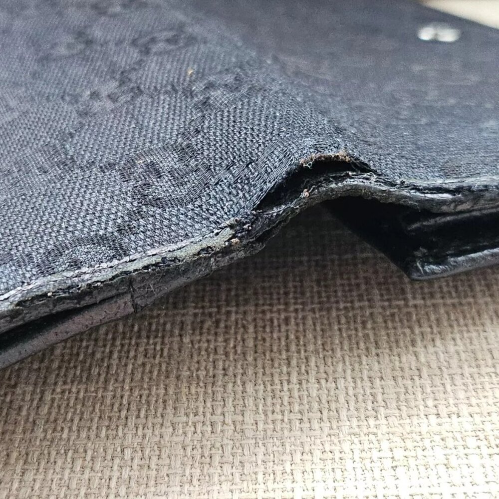 Gucci Clutch Wallet Black Leather/Canvas Bag Card Holder Purse Made in Italy aut - Picture 14 of 14